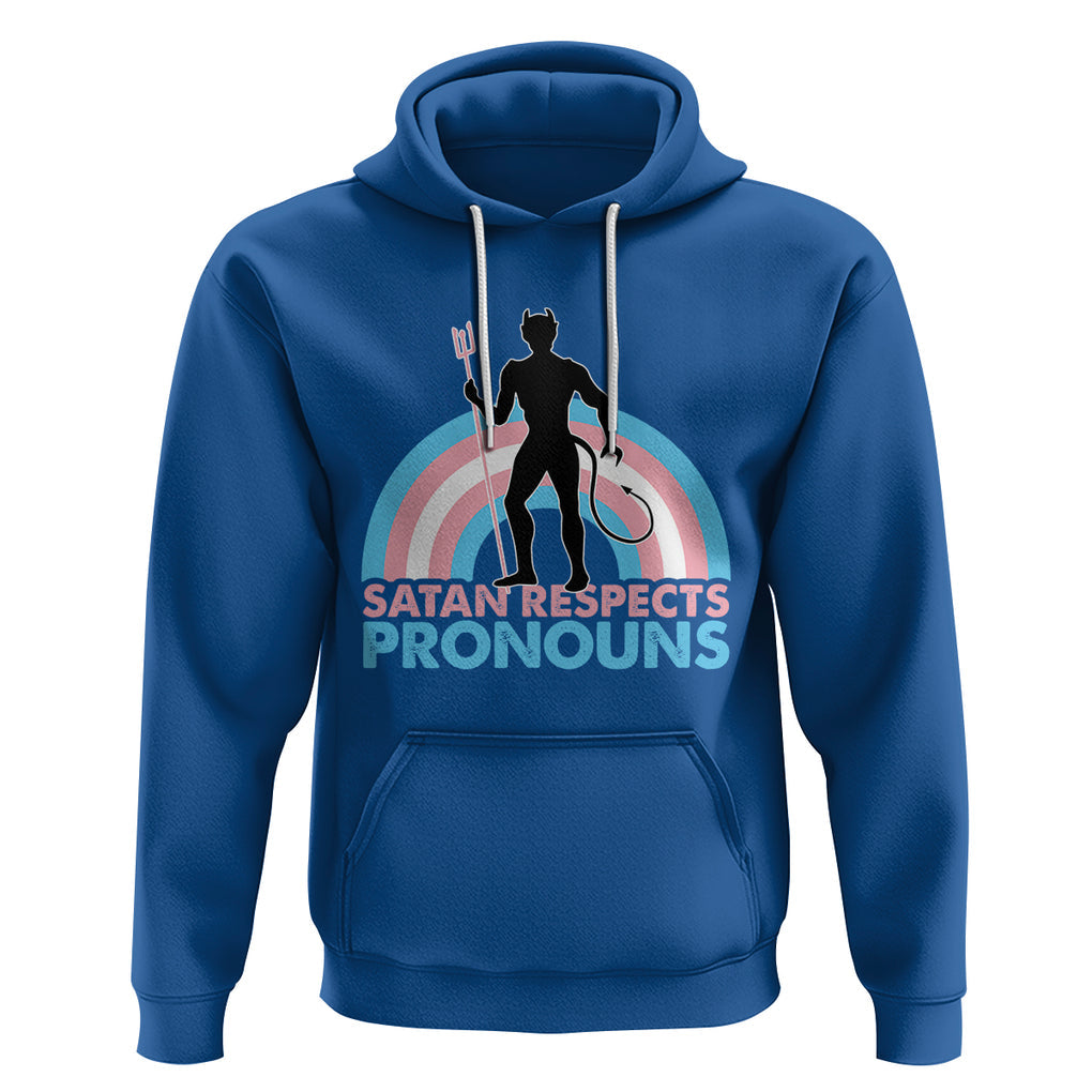 Satan Respects Pronouns Hoodie Transgender Pride Flag Devil Protect Trans Kids TS02 Royal Blue Printyourwear