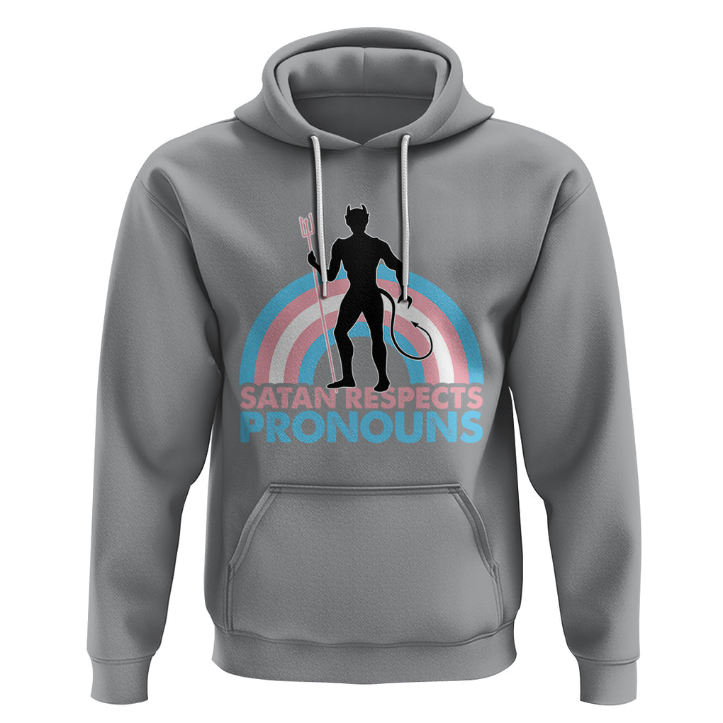 Satan Respects Pronouns Hoodie Transgender Pride Flag Devil Protect Trans Kids TS02 Sport Gray Printyourwear