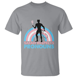 Satan Respects Pronouns T Shirt Transgender Pride Flag Devil Protect Trans Kids TS02 Sport Gray Printyourwear