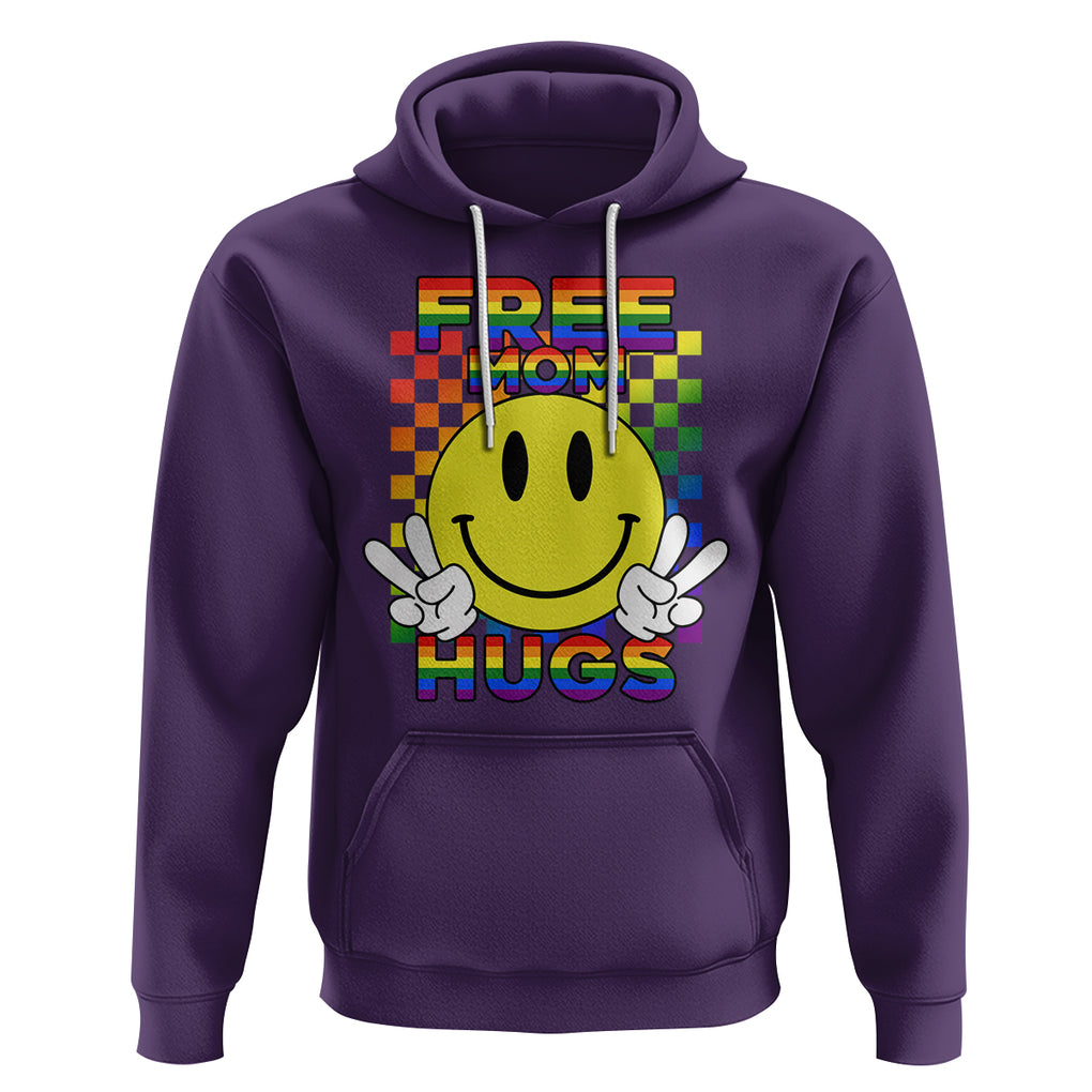LGBT Free Hugs Support Hoodie Mom Hug Mama LGBTQ Ally Rainbow Flag Retro TS02 Purple Printyourwear