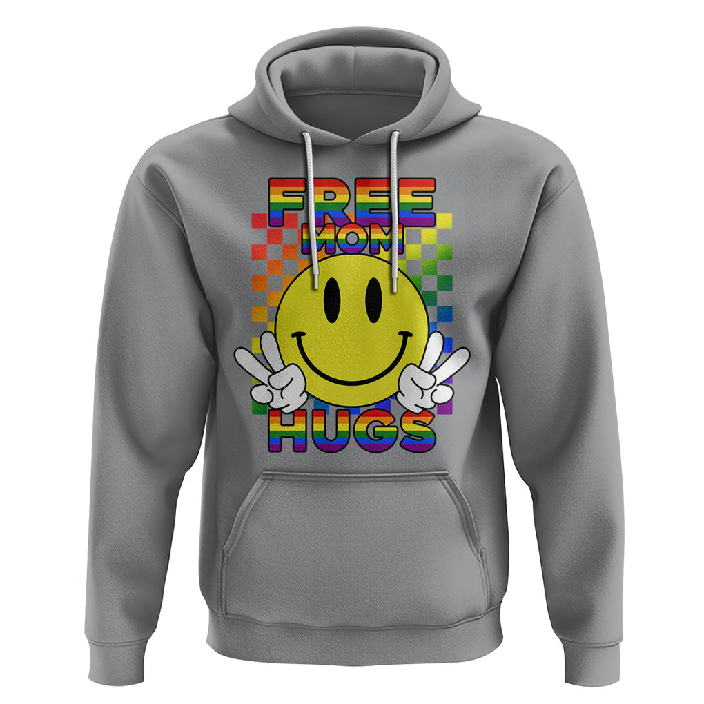 LGBT Free Hugs Support Hoodie Mom Hug Mama LGBTQ Ally Rainbow Flag Retro TS02 Sport Gray Printyourwear