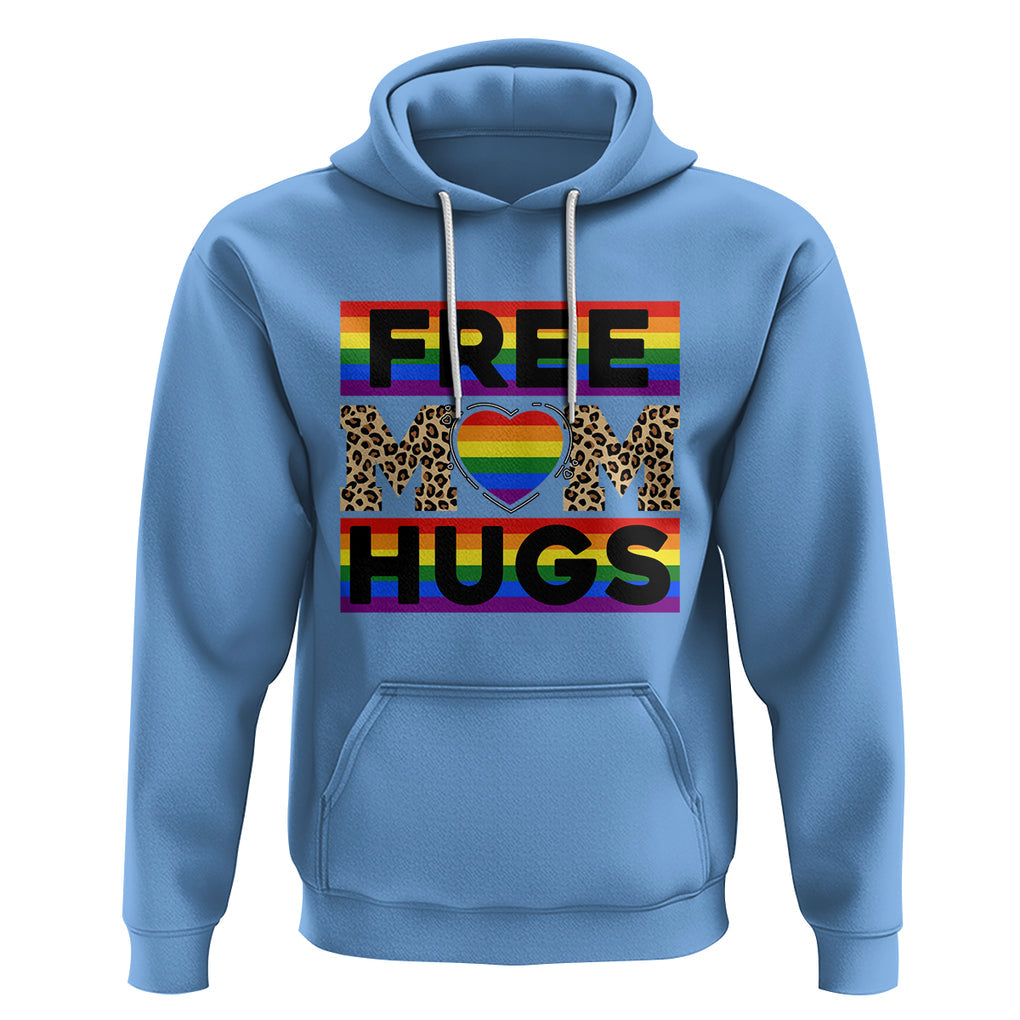 LGBT Free Hugs Support Hoodie Mom Hug Mama LGBTQ Ally Rainbow Flag Leopard TS02 Carolina Blue Printyourwear