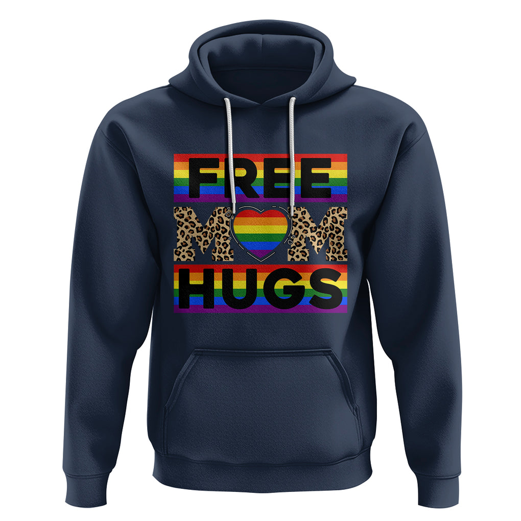 LGBT Free Hugs Support Hoodie Mom Hug Mama LGBTQ Ally Rainbow Flag Leopard TS02 Navy Printyourwear