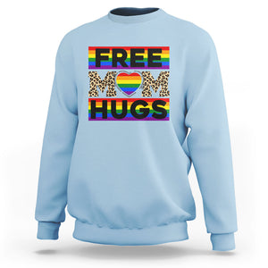 LGBT Free Hugs Support Sweatshirt Mom Hug Mama LGBTQ Ally Rainbow Flag Leopard TS02 Light Blue Printyourwear