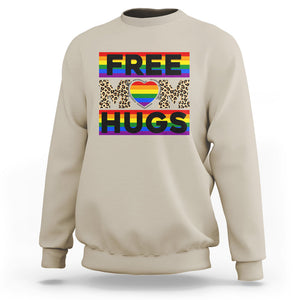 LGBT Free Hugs Support Sweatshirt Mom Hug Mama LGBTQ Ally Rainbow Flag Leopard TS02 Sand Printyourwear