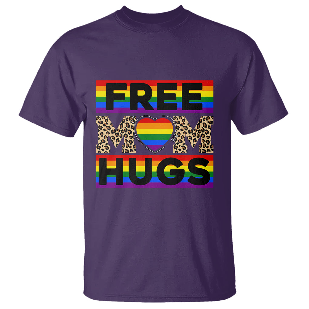LGBT Free Hugs Support T Shirt Mom Hug Mama LGBTQ Ally Rainbow Flag Leopard TS02 Purple Printyourwear
