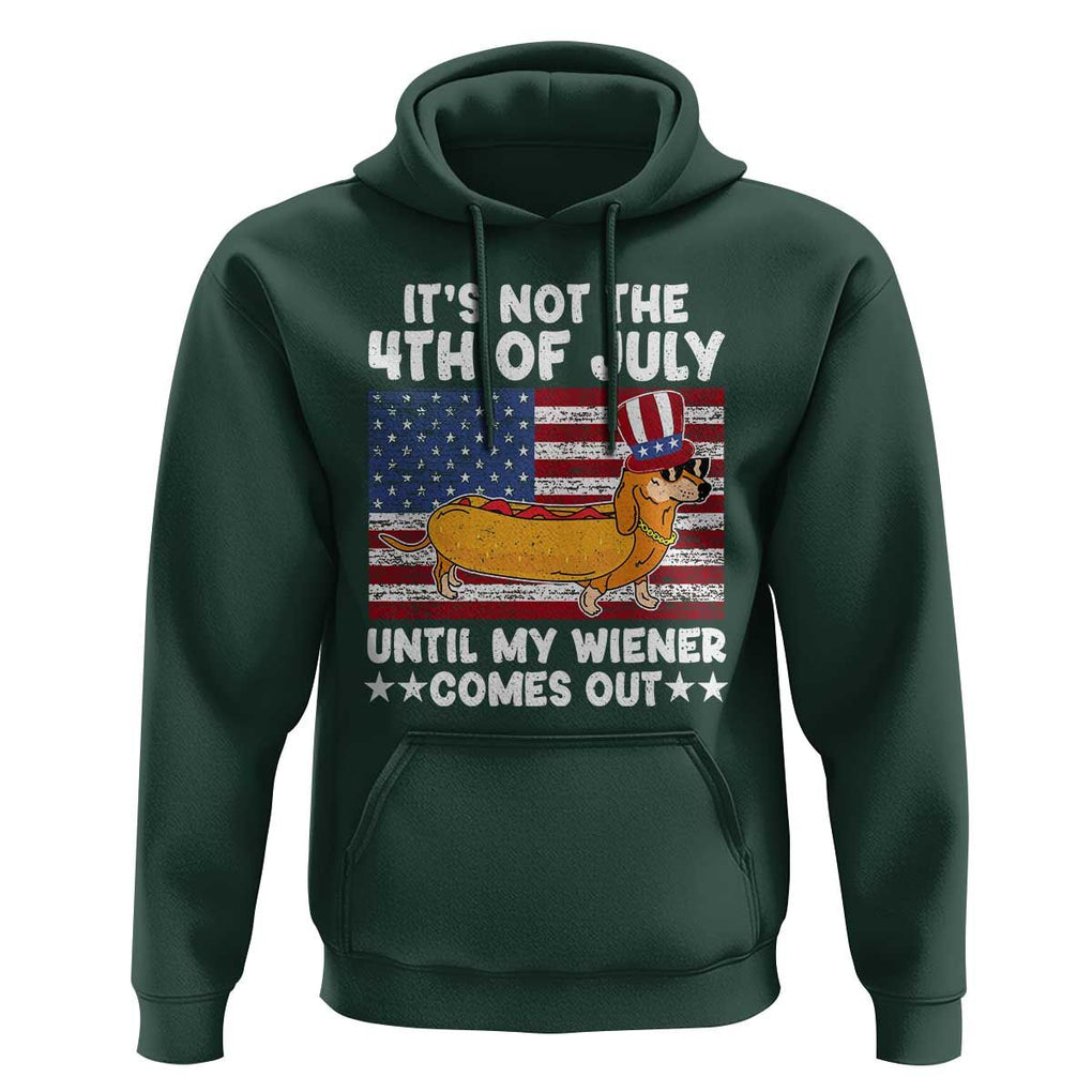 Funny 4th Of July Hot Dog Hoodie Until My Wiener Comes Out USA Party Indepdence Day TS02 Dark Forest Green Print Your Wear