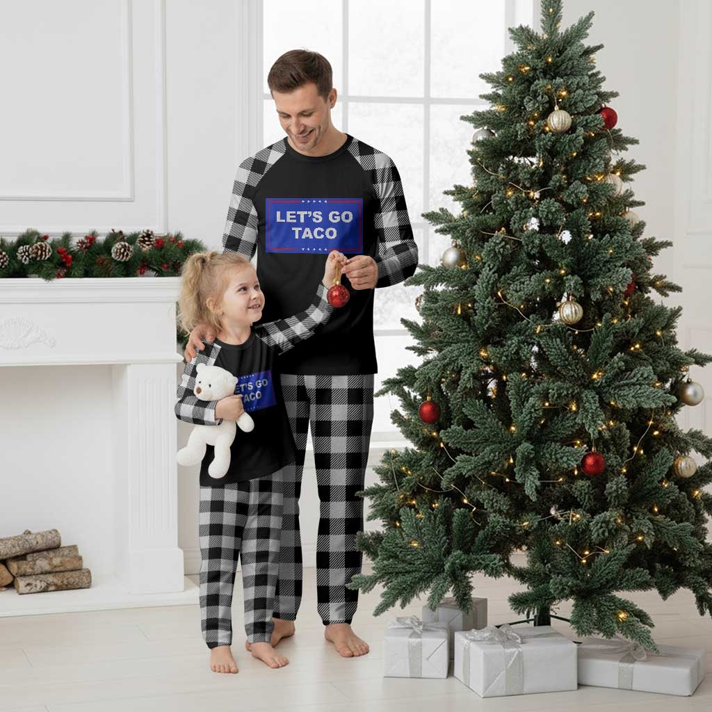 Funny Let's Go Taco Plaid Pajama Set Trump Always Chickens Out Tacos Humor TS02 White Plaid Print Your Wear