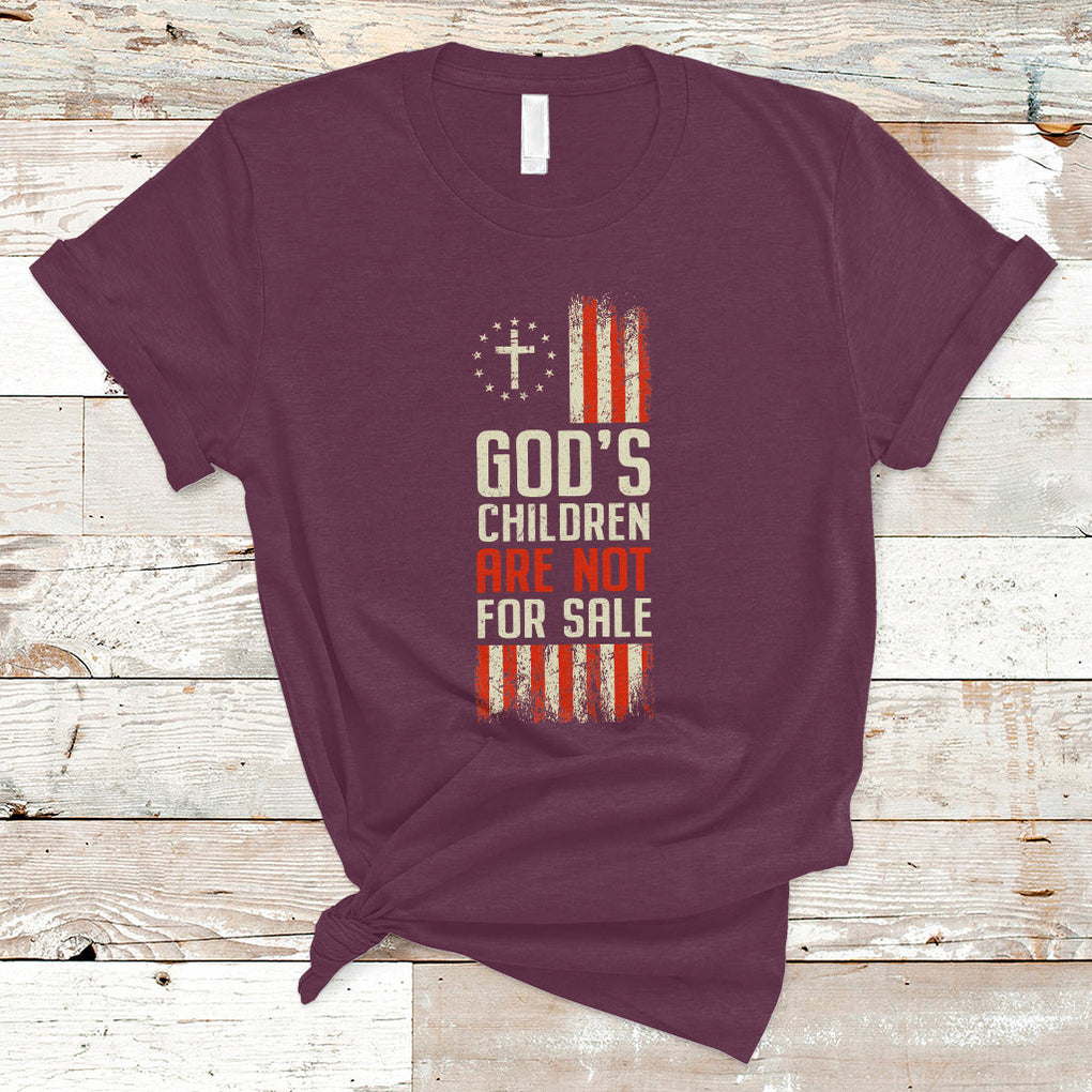 God's Children Are Not For Sale American Flag God's Children End Human Trafficking T Shirt TS02 Maroon Printyourwear