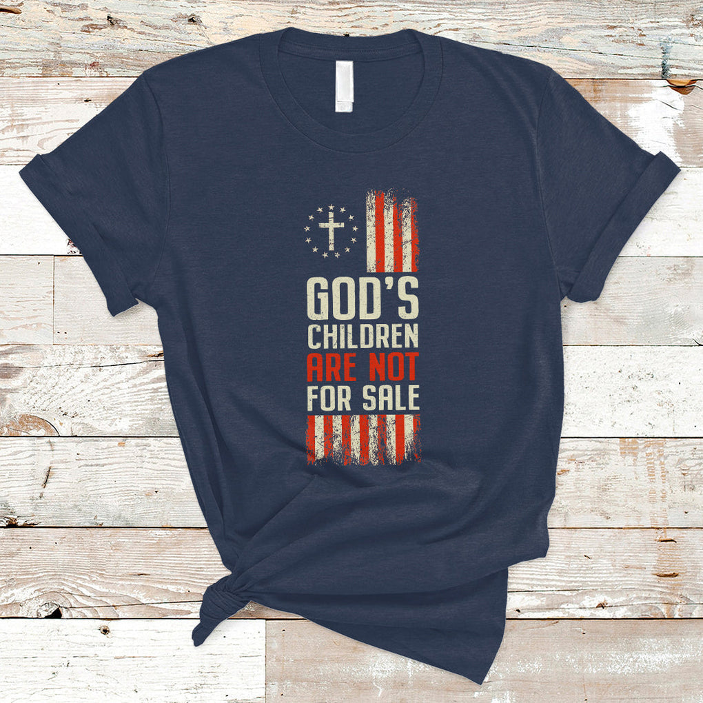 God's Children Are Not For Sale American Flag God's Children End Human Trafficking T Shirt TS02 Navy Printyourwear