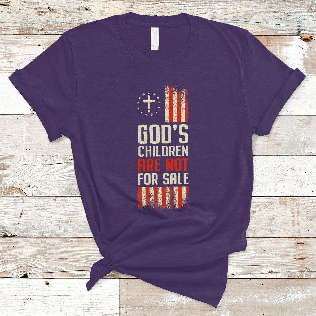 God's Children Are Not For Sale American Flag God's Children End Human Trafficking T Shirt TS02 Purple Printyourwear