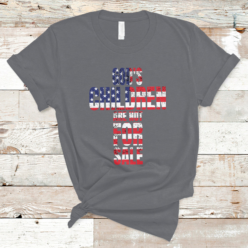 God's Children Are Not For Sale Christian Jesus American Flag End Human Trafficking T Shirt TS02 Charcoal Printyourwear