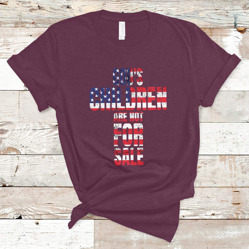God's Children Are Not For Sale Christian Jesus American Flag End Human Trafficking T Shirt TS02 Maroon Printyourwear