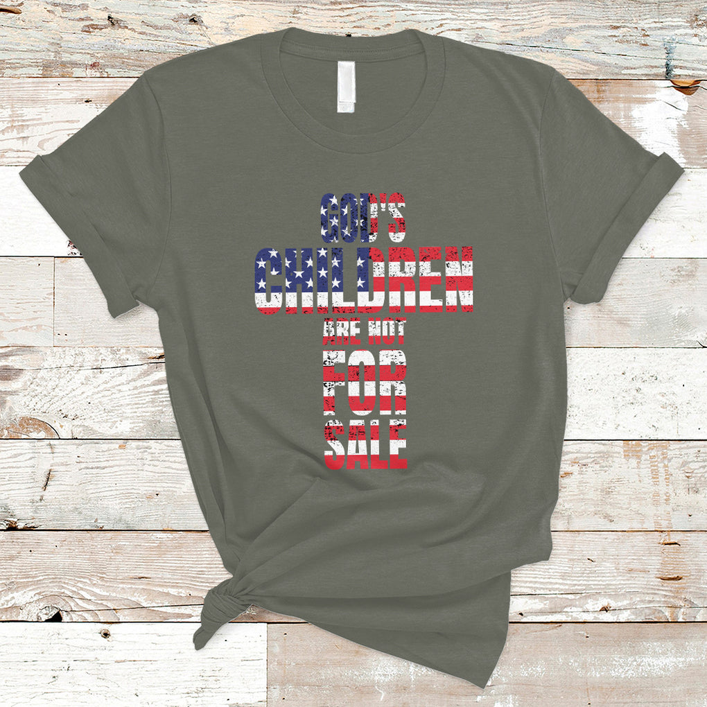 God's Children Are Not For Sale Christian Jesus American Flag End Human Trafficking T Shirt TS02 Military Green Printyourwear