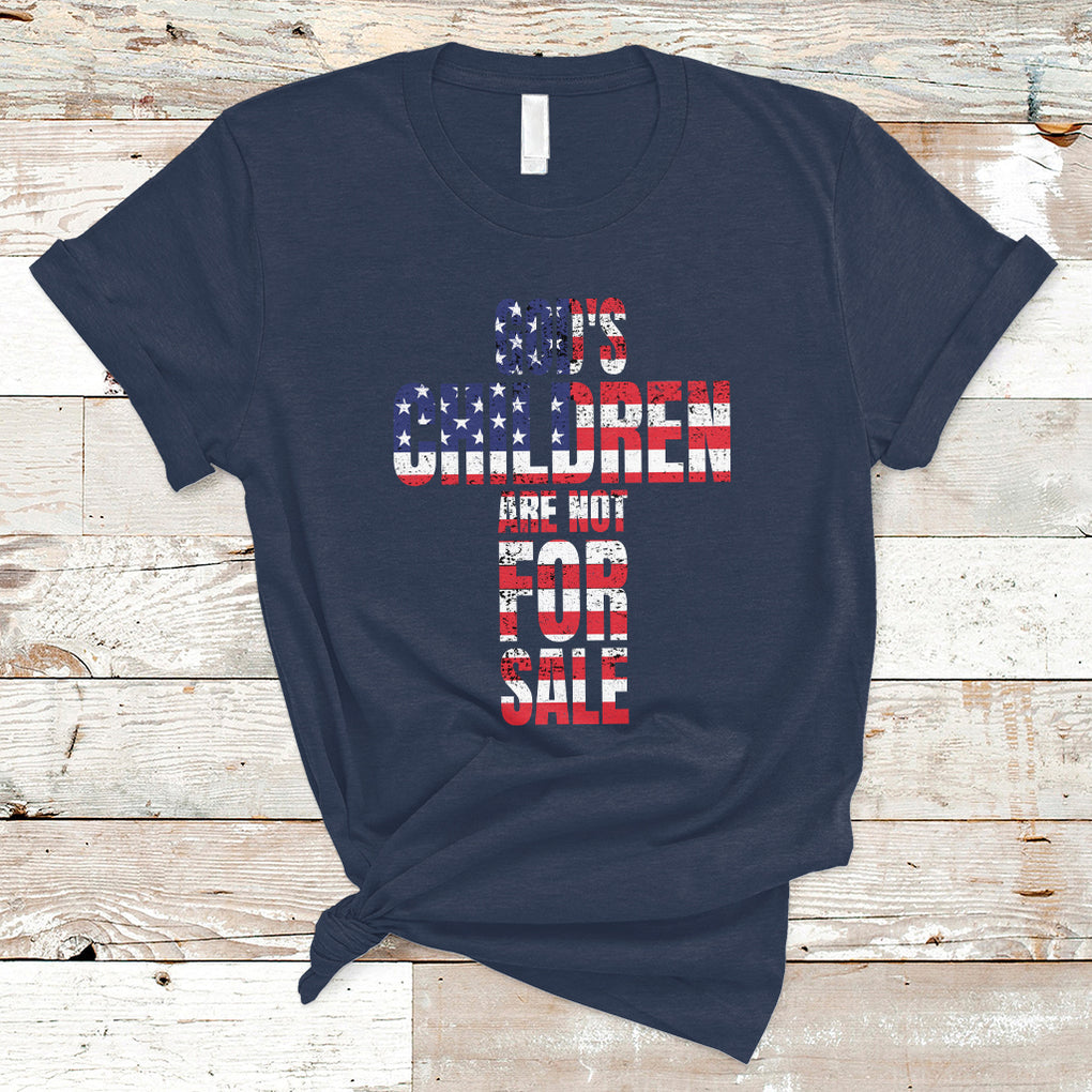 God's Children Are Not For Sale Christian Jesus American Flag End Human Trafficking T Shirt TS02 Navy Printyourwear