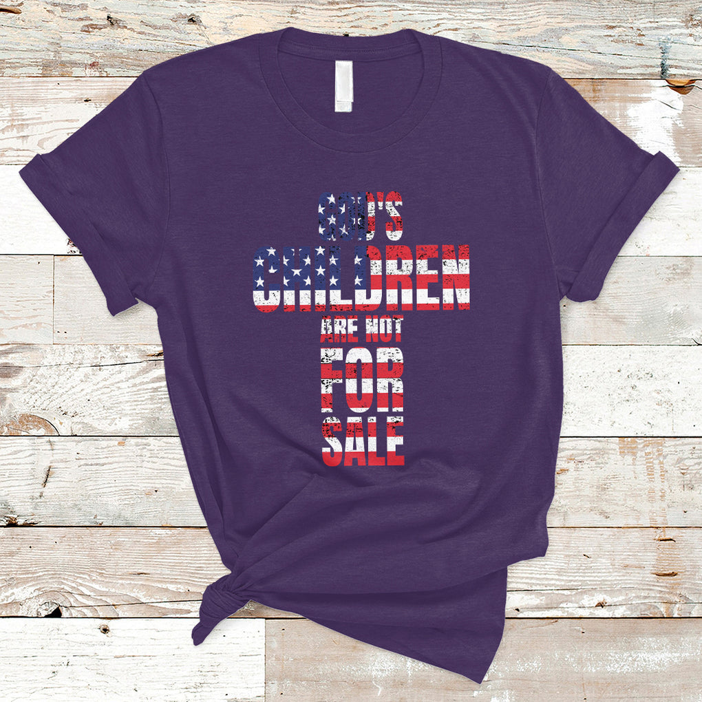 God's Children Are Not For Sale Christian Jesus American Flag End Human Trafficking T Shirt TS02 Purple Printyourwear