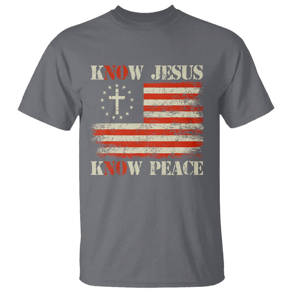 Know Jesus Know Peace T Shirt No Jesus No Peace Bible American Flag TS02 Charcoal Printyourwear