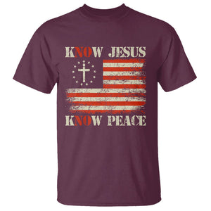Know Jesus Know Peace T Shirt No Jesus No Peace Bible American Flag TS02 Maroon Printyourwear