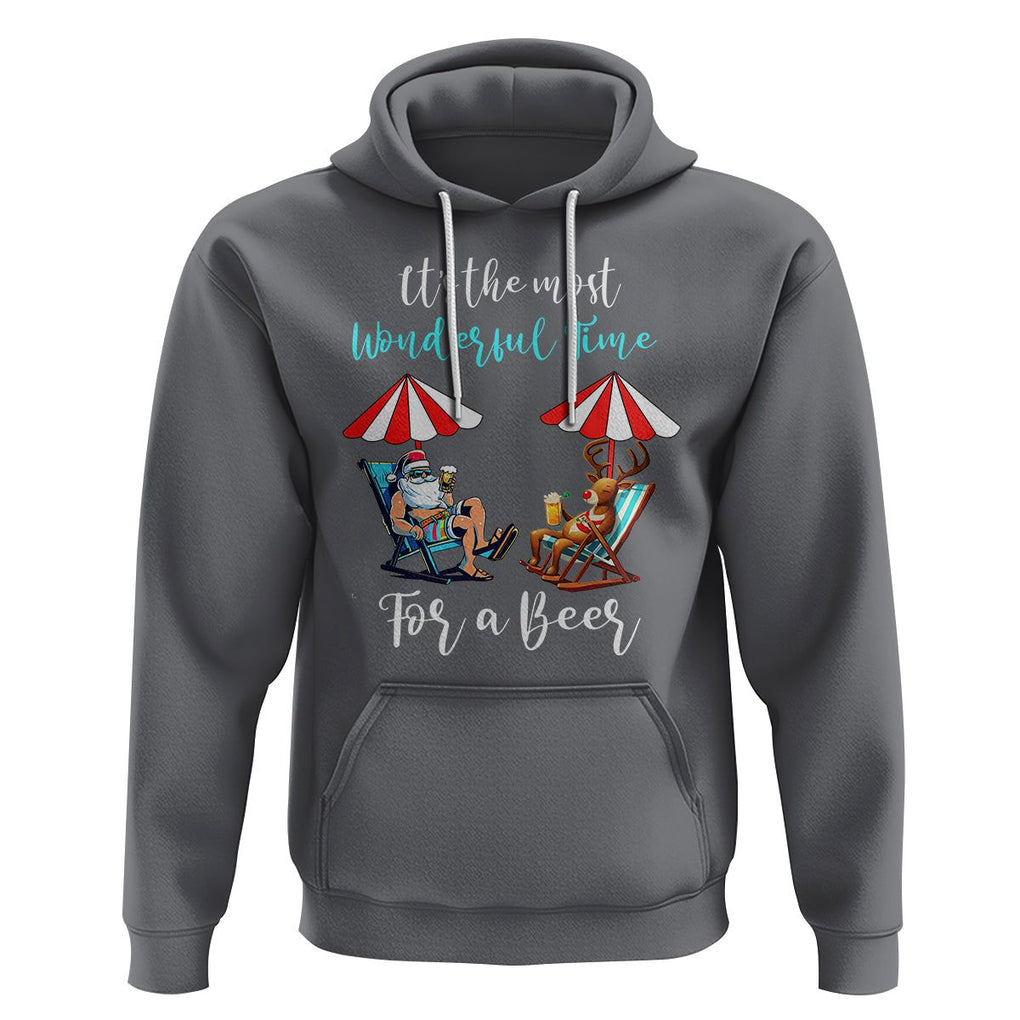 Funny Christmas in July Drinking Hoodie It's The Most Wonderful Time For A Beer TS02 Charcoal Printyourwear