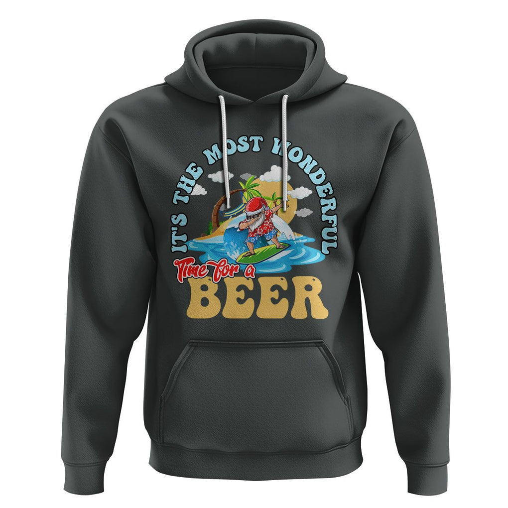 Funny Christmas in July Drinking Hoodie It's The Most Wonderful Time For A Beer TS02 Dark Heather Printyourwear