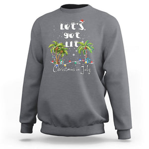 Let's Get Lit Chrismast In July Sweatshirt Xmas Lights Palm Tree Decoration TS02 Charcoal Printyourwear