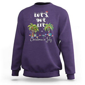 Let's Get Lit Chrismast In July Sweatshirt Xmas Lights Palm Tree Decoration TS02 Purple Printyourwear