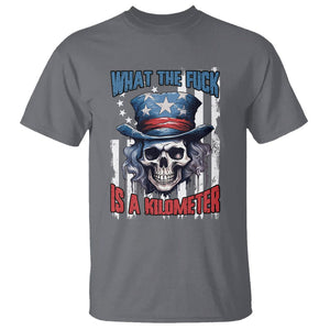WTF What The Fuck Is A Kilometer George Washington Skull Funny Saying T Shirt TS02 Charcoal Print Your Wear