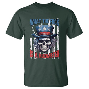 WTF What The Fuck Is A Kilometer George Washington Skull Funny Saying T Shirt TS02 Dark Forest Green Print Your Wear