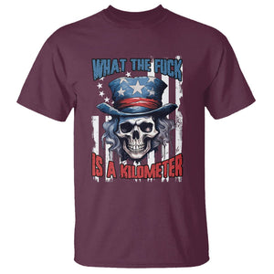 WTF What The Fuck Is A Kilometer George Washington Skull Funny Saying T Shirt TS02 Maroon Print Your Wear