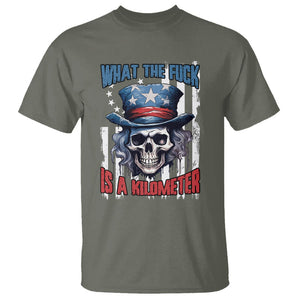 WTF What The Fuck Is A Kilometer George Washington Skull Funny Saying T Shirt TS02 Military Green Print Your Wear