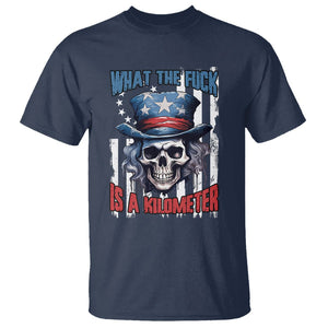 WTF What The Fuck Is A Kilometer George Washington Skull Funny Saying T Shirt TS02 Navy Print Your Wear