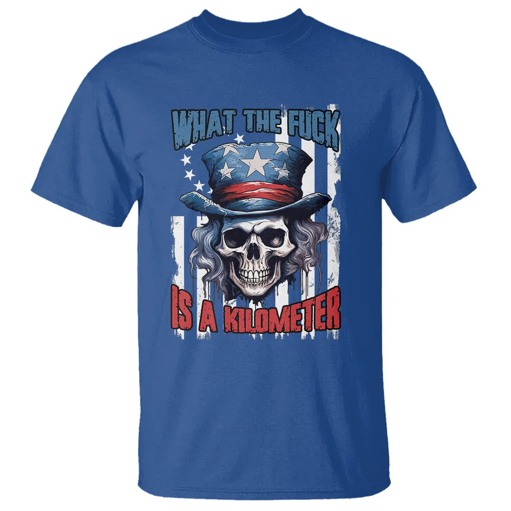 WTF What The Fuck Is A Kilometer George Washington Skull Funny Saying T Shirt TS02 Royal Blue Print Your Wear