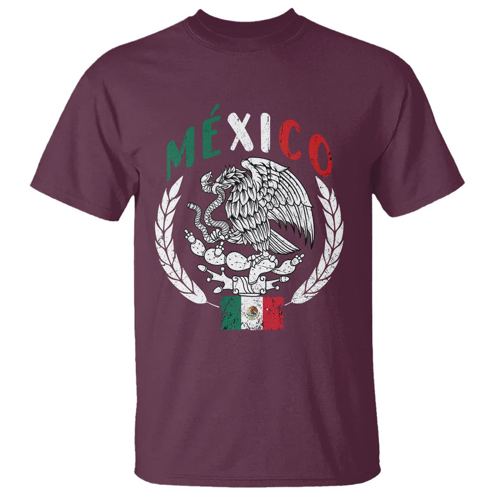 Mexican Flag Eagle T Shirt Viva Mexico Latino Hispanic Heritage TS02 Maroon Printyourwear