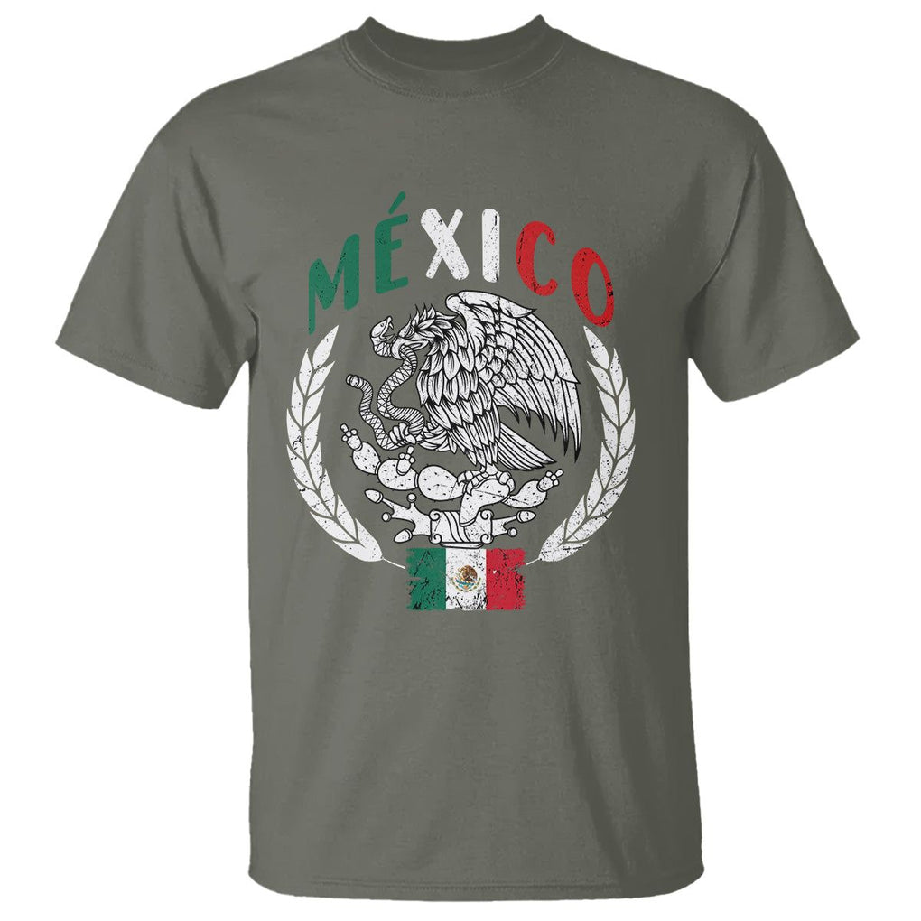 Mexican Flag Eagle T Shirt Viva Mexico Latino Hispanic Heritage TS02 Military Green Printyourwear
