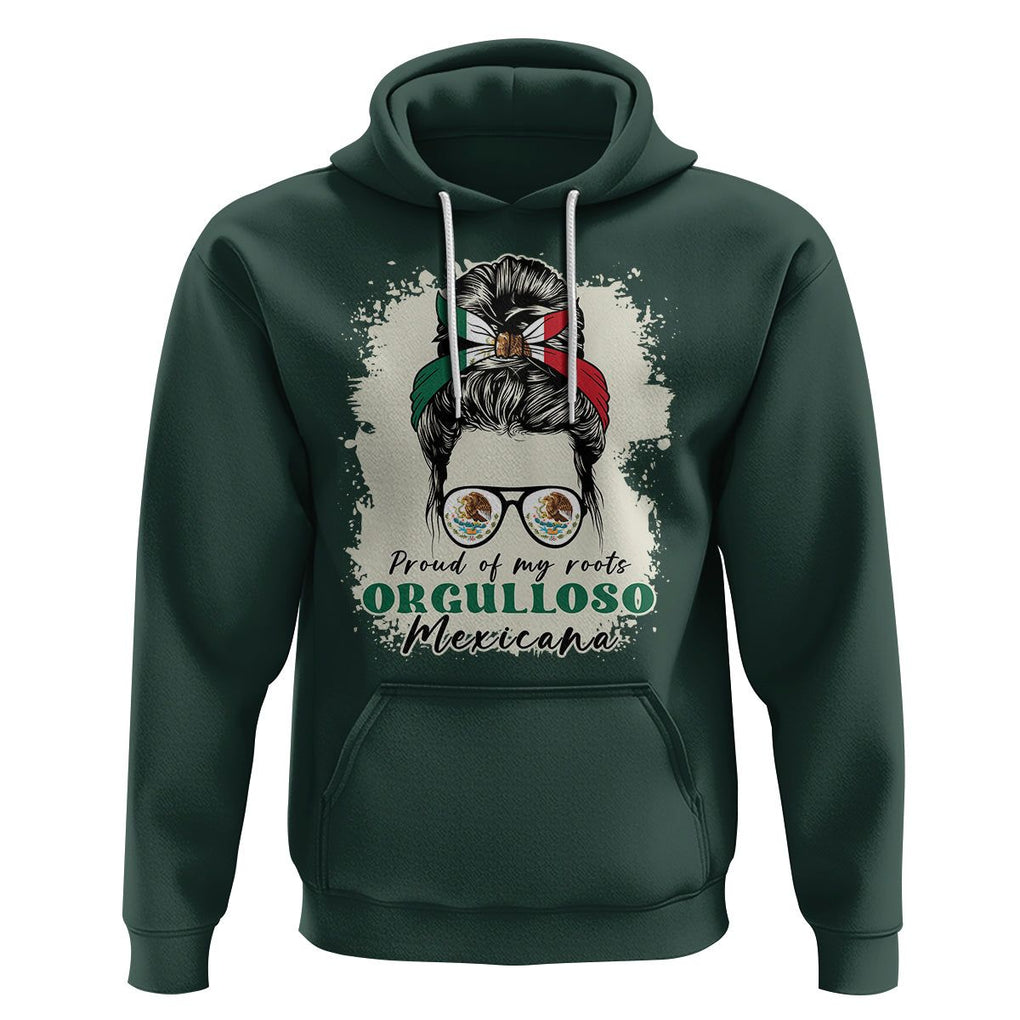 Mexican Girl Hoodie Proud Of My Roots Orgulloso Mexicana Messy Bun Latina Hispanic TS02 Dark Forest Green Printyourwear