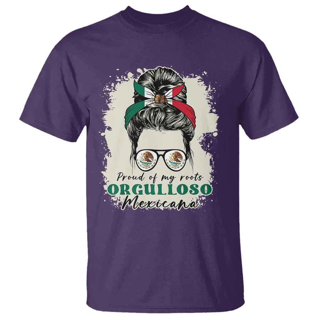 Mexican Girl T Shirt Proud Of My Roots Orgulloso Mexicana Messy Bun Latina Hispanic TS02 Purple Printyourwear