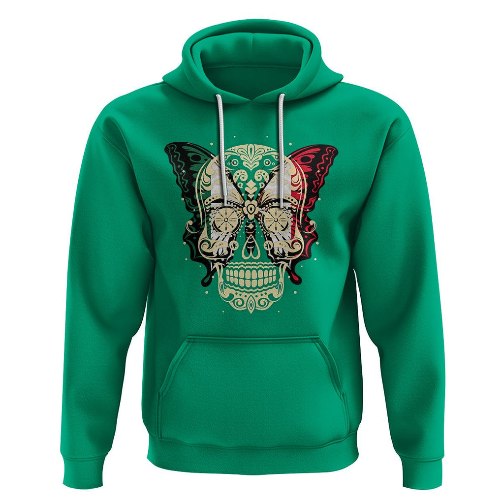 Mexican Sugar Skull Hoodie Mexico Flag Butterfly Latino Hispanic Heritage TS02 Irish Green Printyourwear