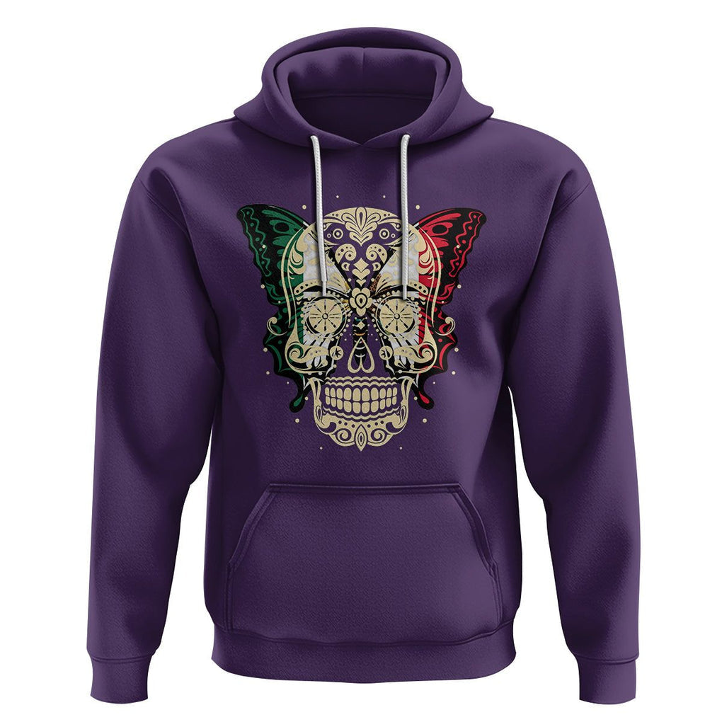 Mexican Sugar Skull Hoodie Mexico Flag Butterfly Latino Hispanic Heritage TS02 Purple Printyourwear