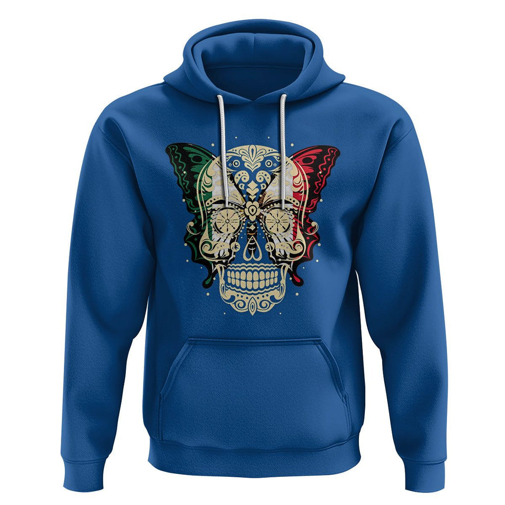 Mexican Sugar Skull Hoodie Mexico Flag Butterfly Latino Hispanic Heritage TS02 Royal Blue Printyourwear