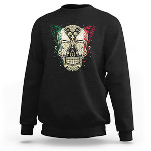 Mexican Sugar Skull Sweatshirt Mexico Flag Butterfly Latino Hispanic Heritage TS02 Black Printyourwear