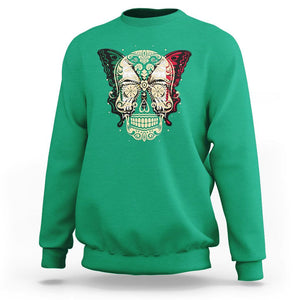Mexican Sugar Skull Sweatshirt Mexico Flag Butterfly Latino Hispanic Heritage TS02 Irish Green Printyourwear