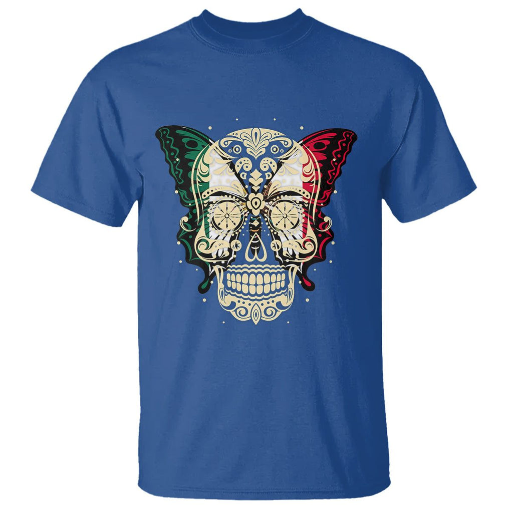 Mexican Sugar Skull T Shirt Mexico Flag Butterfly Latino Hispanic Heritage TS02 Royal Blue Printyourwear
