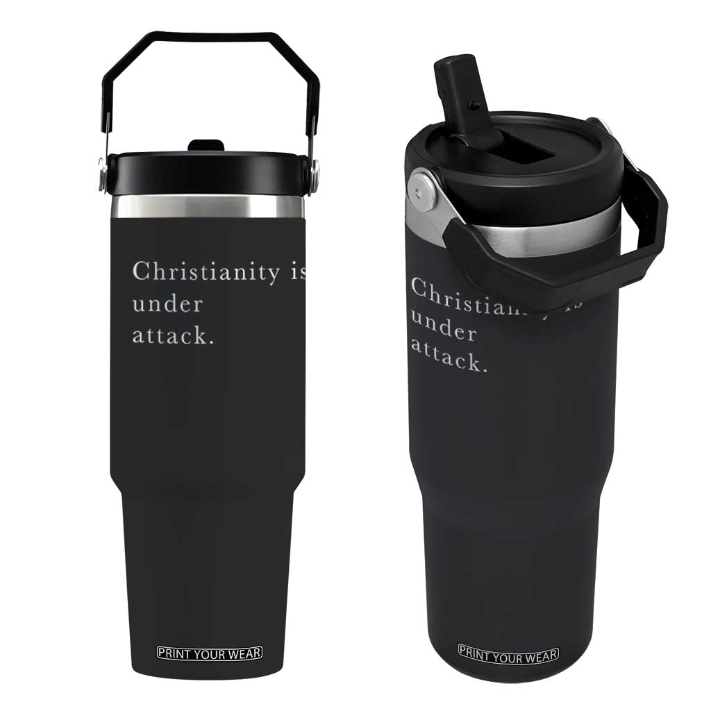 Christianity Is Under Attack Flip Straw Tumbler Pray for Grand Blanc Michigan Faith Support TS02 One Size: 30 oz Black Print Your Wear