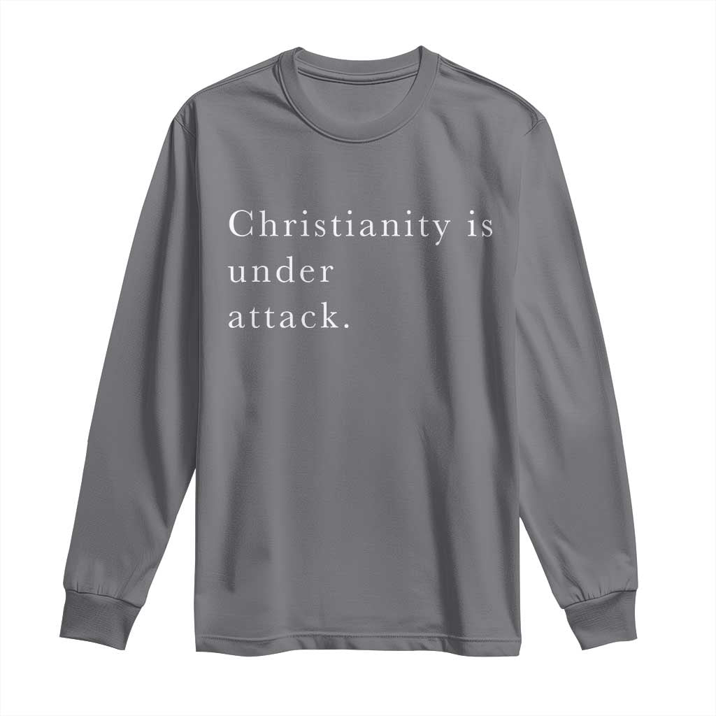 Christianity Is Under Attack Long Sleeve Shirt Pray for Grand Blanc Michigan Faith Support TS02 Charcoal Print Your Wear