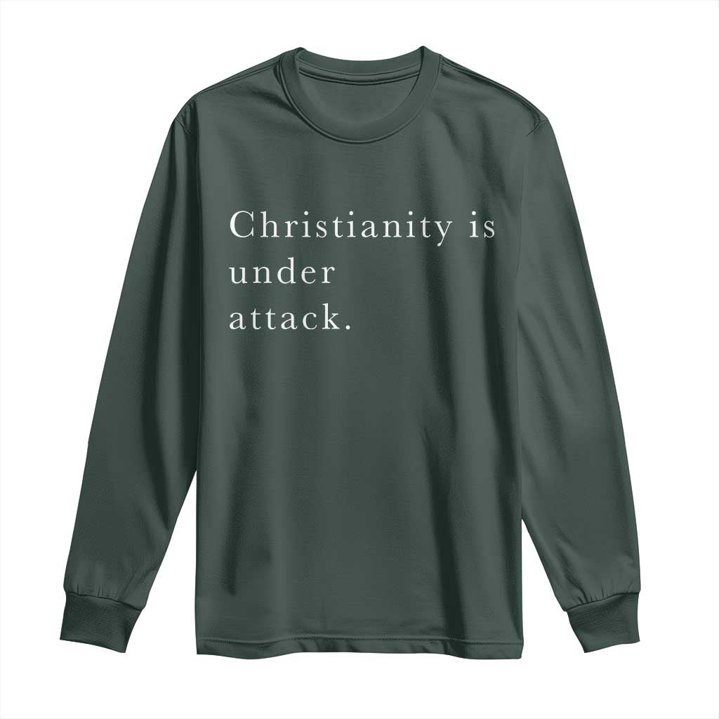 Christianity Is Under Attack Long Sleeve Shirt Pray for Grand Blanc Michigan Faith Support TS02 Dark Forest Green Print Your Wear