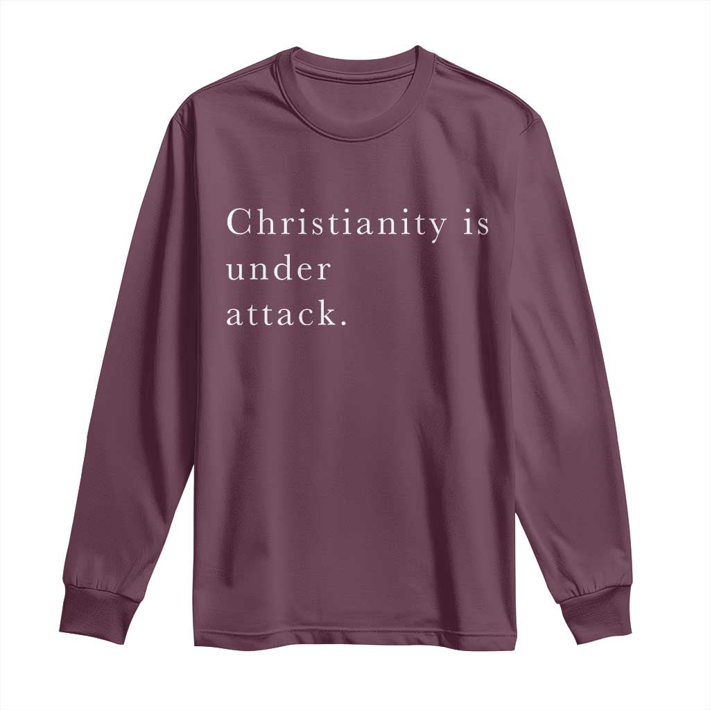 Christianity Is Under Attack Long Sleeve Shirt Pray for Grand Blanc Michigan Faith Support TS02 Maroon Print Your Wear