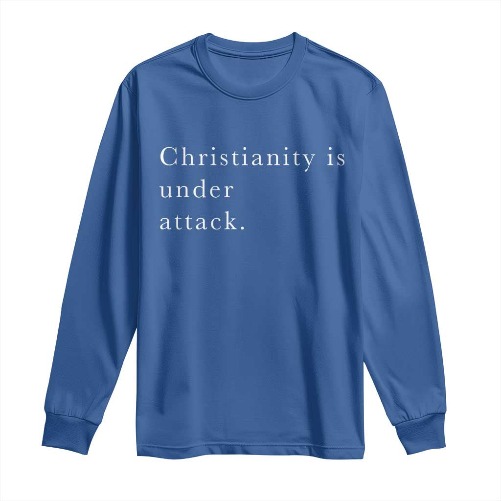 Christianity Is Under Attack Long Sleeve Shirt Pray for Grand Blanc Michigan Faith Support TS02 Royal Blue Print Your Wear