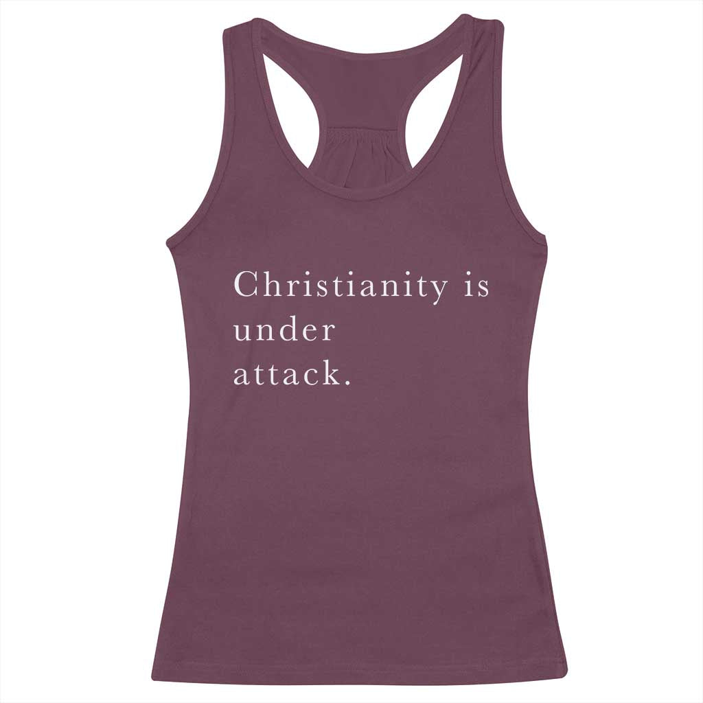 Christianity Is Under Attack Racerback Tank Top Pray for Grand Blanc Michigan Faith Support TS02 Maroon Print Your Wear