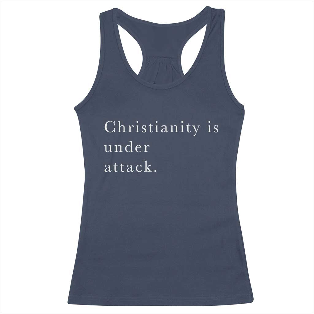 Christianity Is Under Attack Racerback Tank Top Pray for Grand Blanc Michigan Faith Support TS02 Navy Print Your Wear