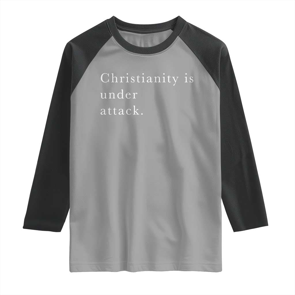Christianity Is Under Attack Raglan Shirt Pray for Grand Blanc Michigan Faith Support TS02 Sport Gray Black Print Your Wear